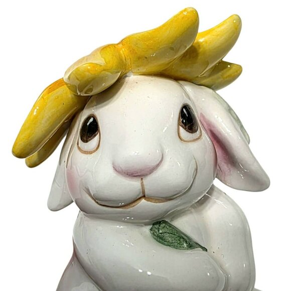 VTG Fitz & Floyd Bunny Blooms Salt Pepper Shakers Ceramic Rabbit Sunflower 4.25" - Picture 9 of 15